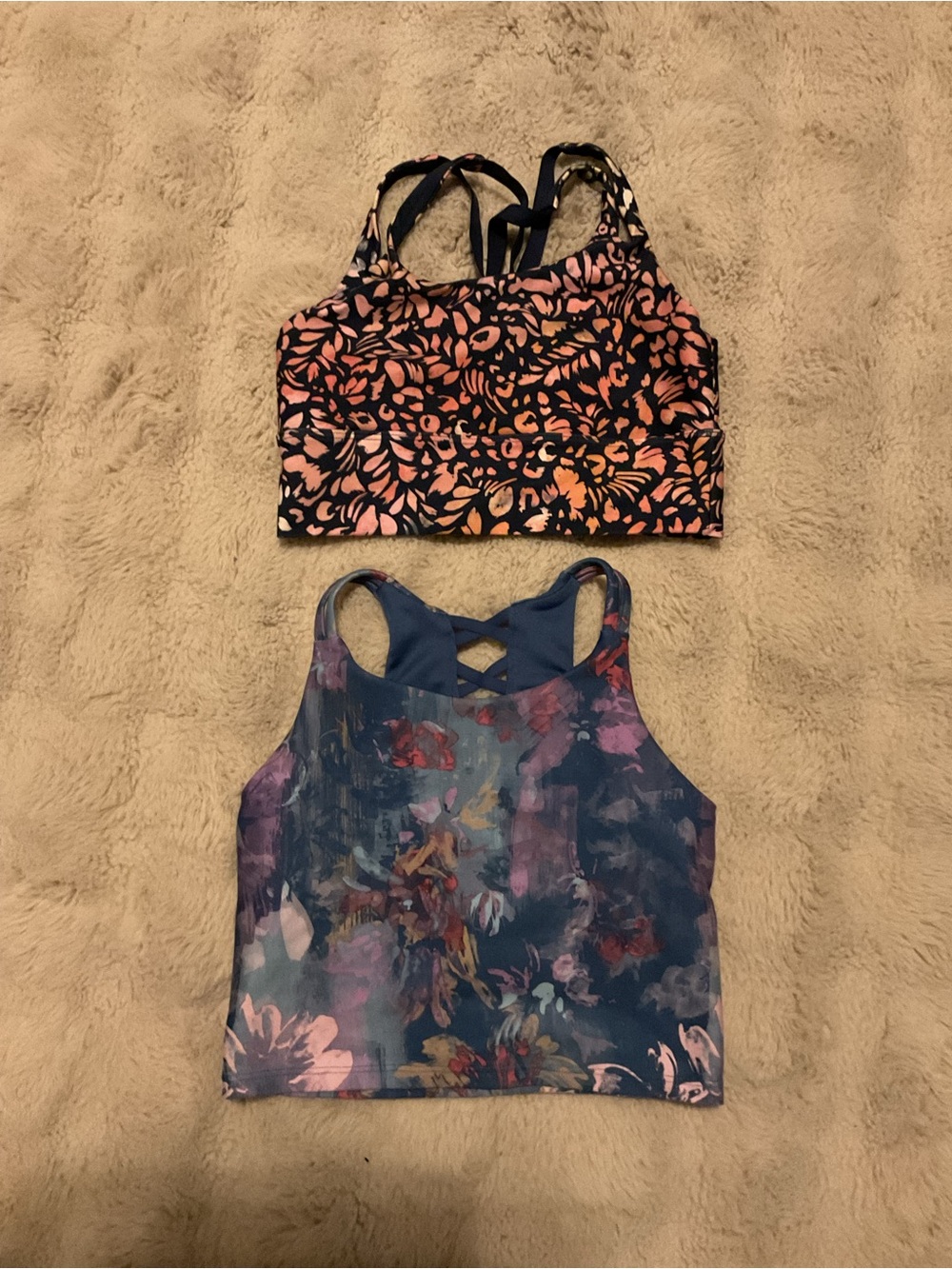 Girls' Floral Tank Top Set - Pink & Blue
